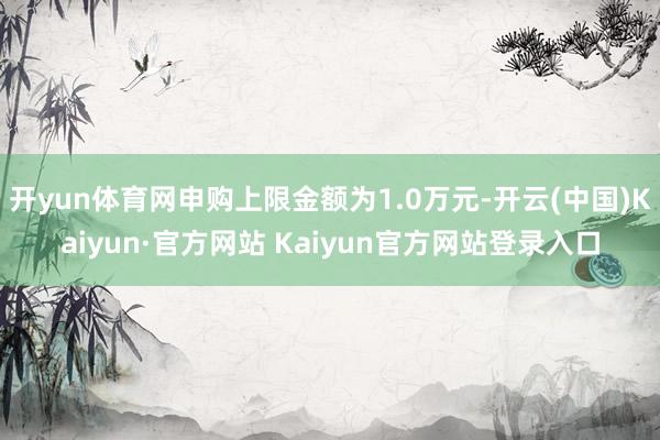 开yun体育网申购上限金额为1.0万元-开云(中国)Kaiyun·官方网站 Kaiyun官方网站登录入口